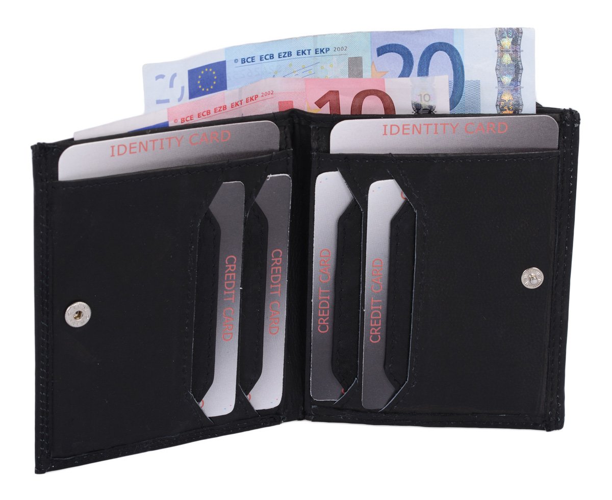 LEAS Modèle Vienne Portemonnaie RFID Portefeuille Particulier en Cuir de Vachette, Fabrication façon « viennoise », avec Compartiment pour la Monnaie carré typique, Noir Special Edition''