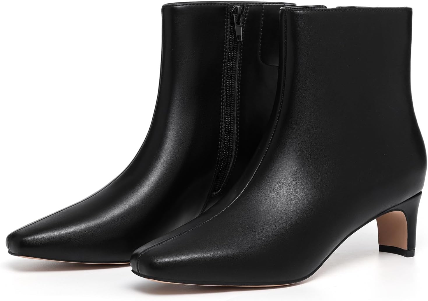 Athlefit Women's Ankle Boots Comfortable Low Heel Pointed Square Toe Dress Short Boots with Side Zipper