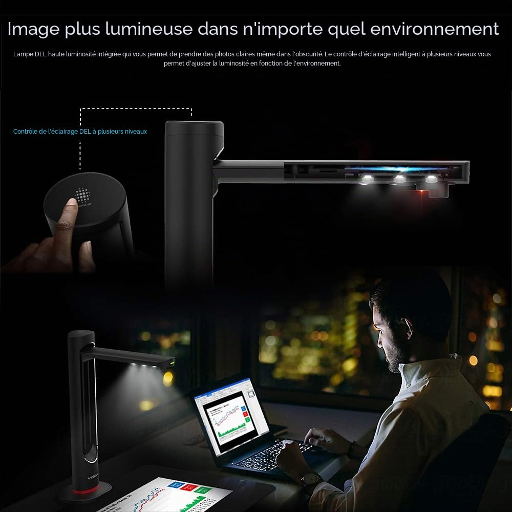 Viisan K21 Scanner de Livres et de Documents. Capteur 21 MP Corrigez automatiquement la courbure des Pages du Livre. Capturez Jusqu'au Format A3, l'édition et Le Logiciel OCR. Windows & Mac
