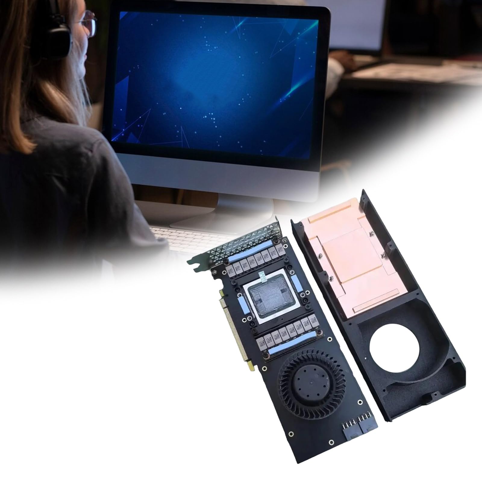 Professioneller SXM2-auf-PCIe-Adapter, SXM2-Kupfer-Lüfter auf PCIE-Adapterkarte, Kühlkörper, GPU-Konverterkarte für V100