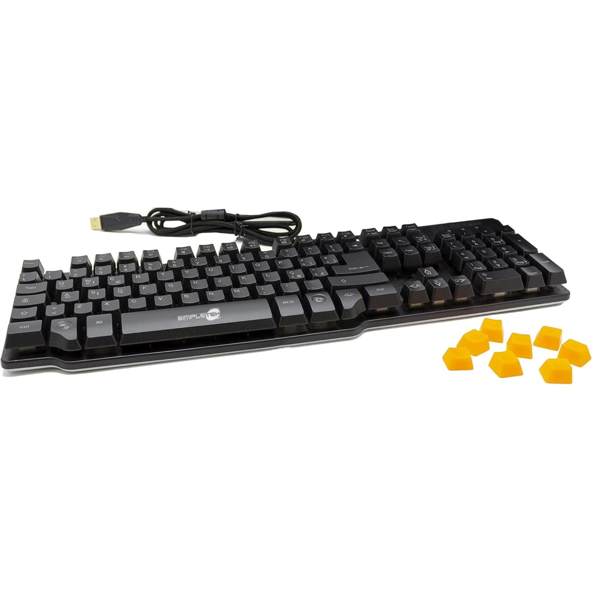 SIMPLETEK - Kit Gaming Mouse & Tastiera Professionale RGB | QWERTY Layout ITA, Plunger, 7 Colori | Mouse Fino a 12000 DPI