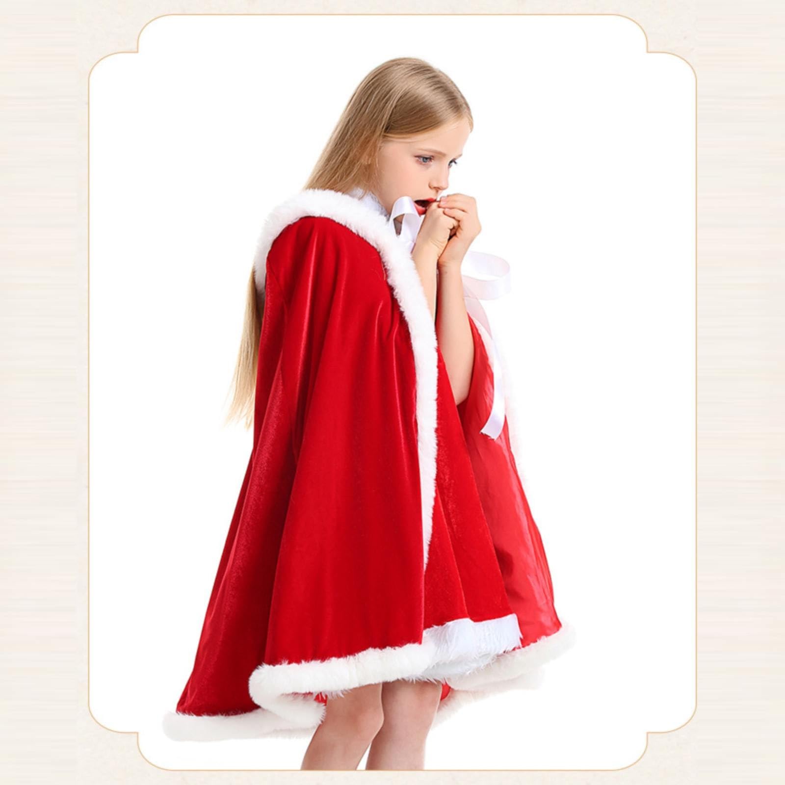 OBiQuzz Bambini Ragazze Di Natale Rosso Festivo Vestito Da Principessa Vestito Con Cappuccio Sciarpa Da Festa Di Nozze Vestiti Per Bambini Set Vestiti Ragazze