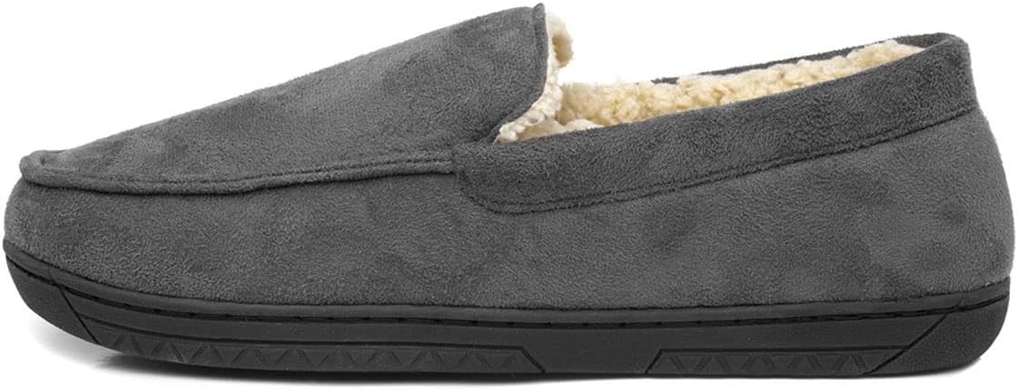 The Slipper Company Mens Grey Lined Moccasin
