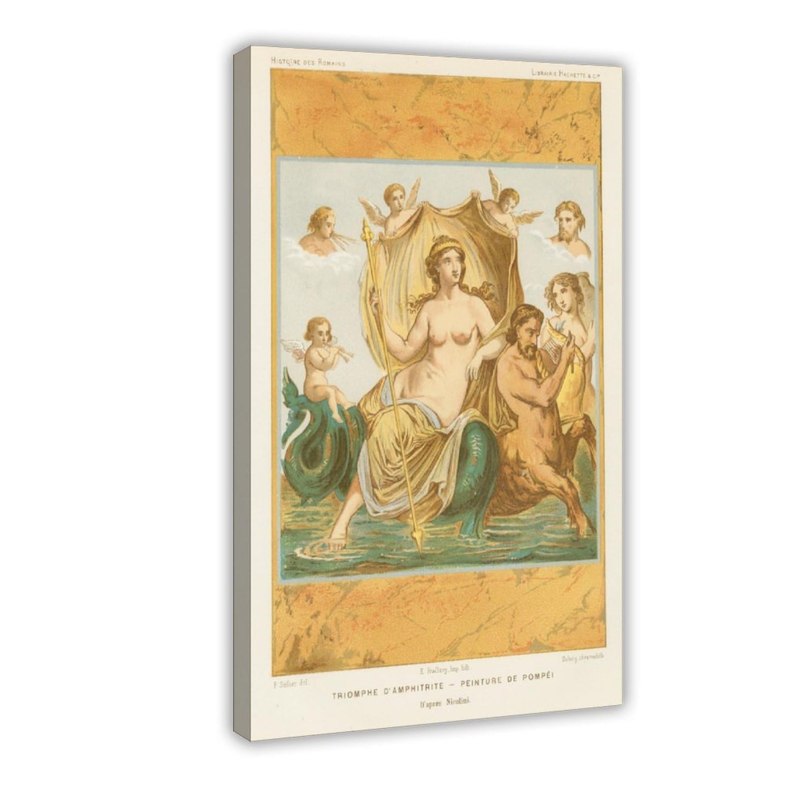 RTEYCE Triomphe D’Amphitrite–Peinture De Pompéi Canvas Poster for Living Room Decor Gift