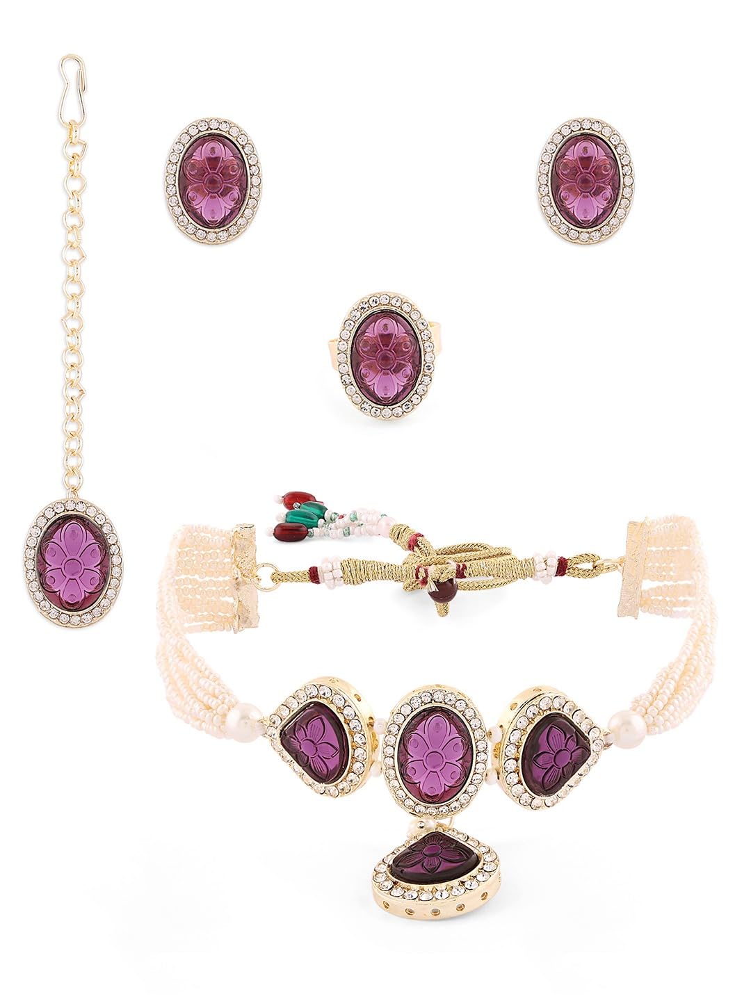 See full amazon price history chart for ZAVERI PEARLS Purple Stones Multistrand Pearls Choker Necklace Earring Maangtikka & Ring Set For Women-ZPFK18537 ZAVERI PEARLS Purple Stones Multistrand Pearls Choker Necklace Earring Maangtikka & Ring Set For Women-ZPFK18537 (B0DBQG8Y8N) Amazon Price History, Amazon Price Tracker