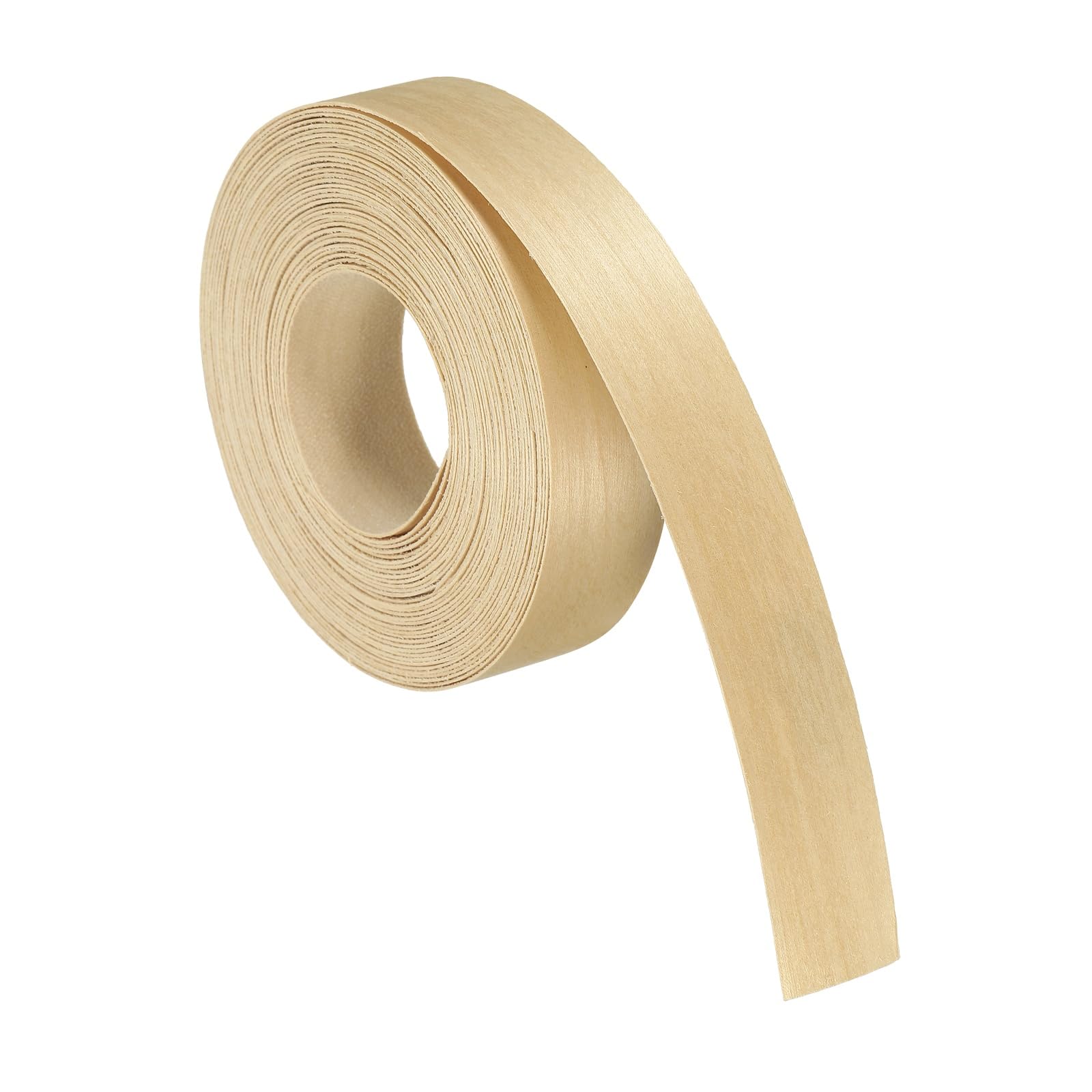 sourcing map 2.5cm x 8m Wood Veneer Edge Banding, Pre-Glued Flexible Birch Edging Strips, Iron on with Hot Melt Adhesive Wood Tape for Cabinet Repair and Furniture Restoration