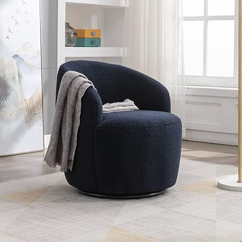 Miniatura 14 de Silla giratoria, sillón giratorio con diseño de barril, silla giratoria moderna de tela de peluche de 360 grados, silla con brazo pequeño para ocio,