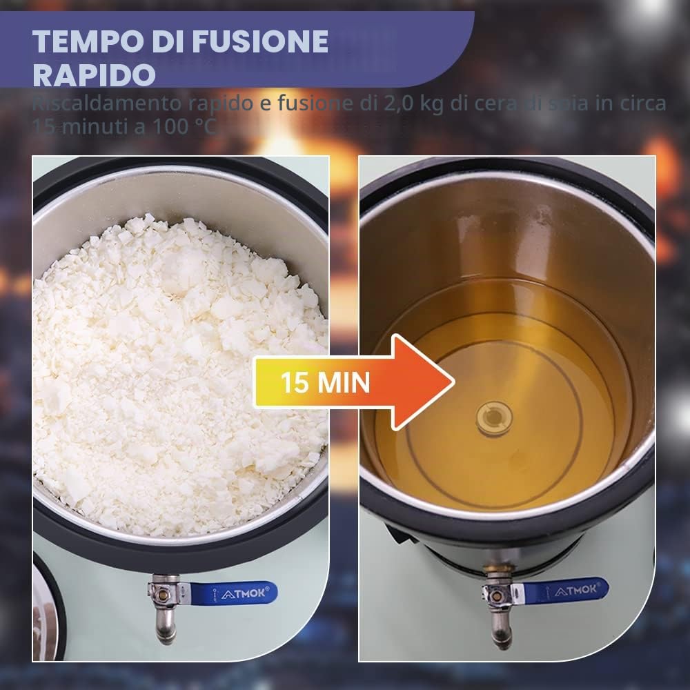 TOAUTO WMF-5L - Fusore di cera per la produzione di candele, con beccuccio per versare più velocemente e termoregolatore, non si intasa e facile da pulire