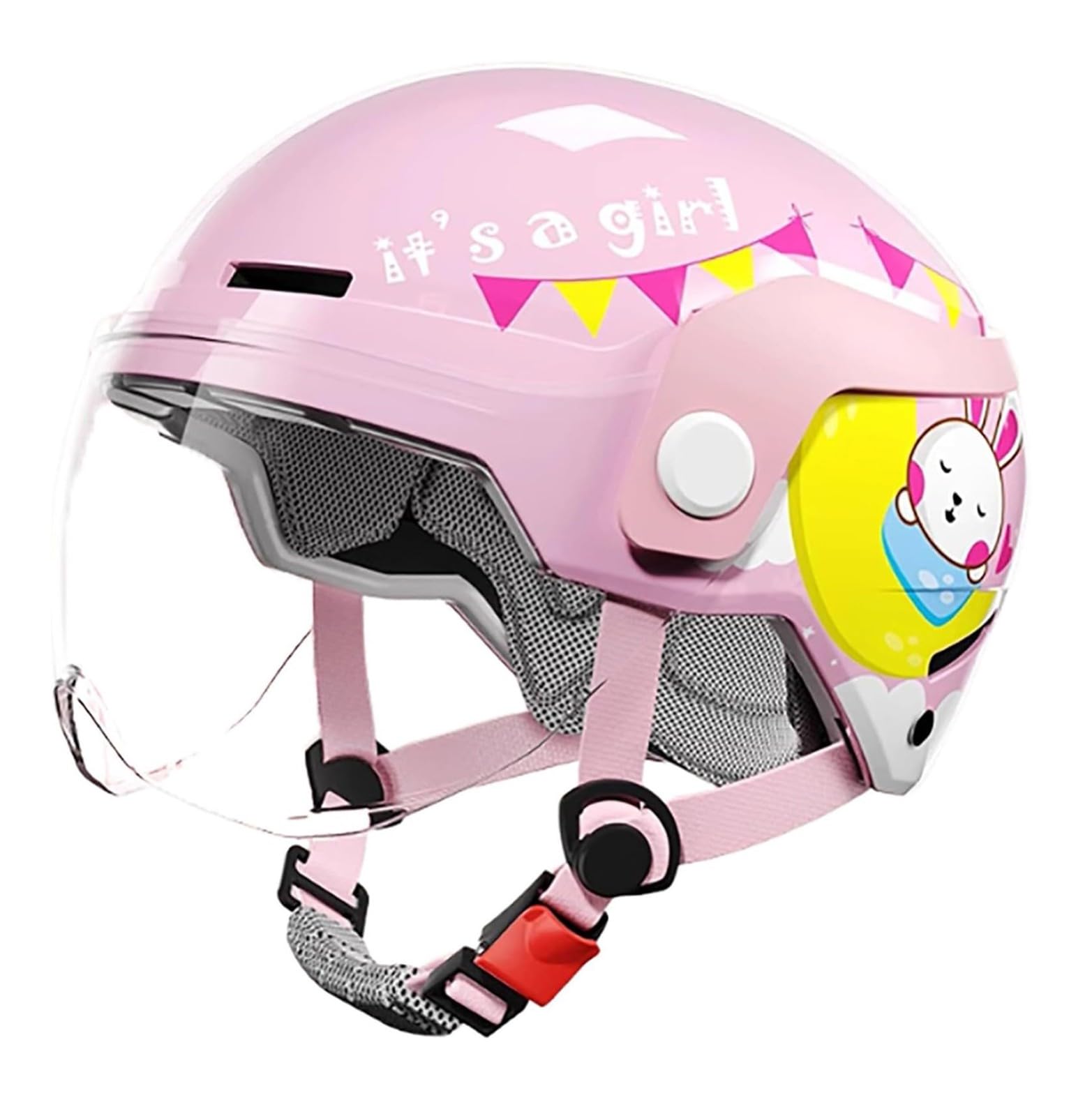 Casco Da Moto Per Bambini, Casco Jet Per Bambini Con Visiera, Casco Da Scooter Per Bambini, Casco Da Scooter, Casco Da Ciclomotore, Casco Da Bici, Chiusura Rapida E,52-57cm