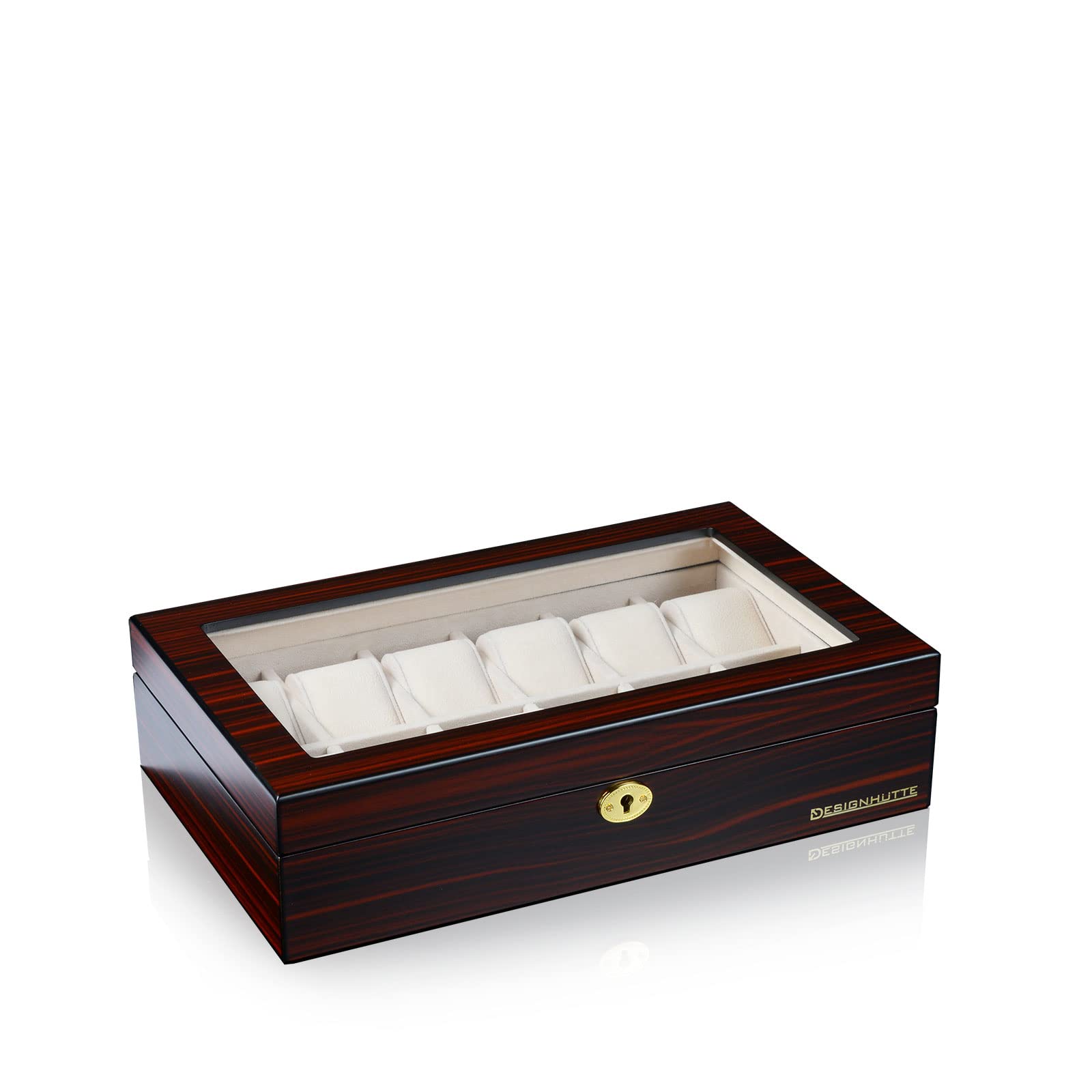 DESIGNHÜTTE® Uhrenbox Auckland 12 Mahagoni für 12 Armbanduhren