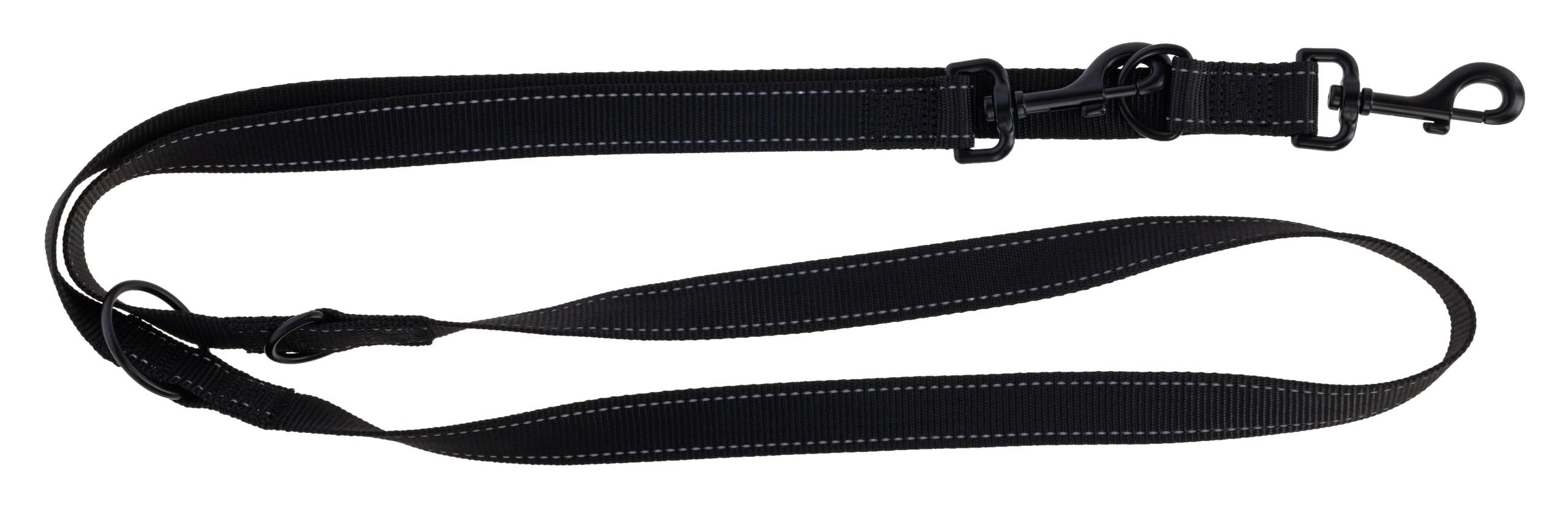 Kerbl Pet Dallas Lead 200 cm 25 mm Black with Reflective Nylon 3-Way Adjustable with Snap Hook for Active Dogs