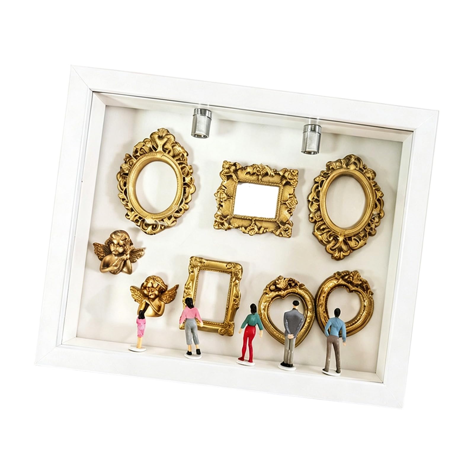Shntig Diys Minis Museums Silhouetted Box, Shadows Box Frame Display Case, Personalize Photo Shadows Display with Figurine Diys Minis Museums Silhouetted