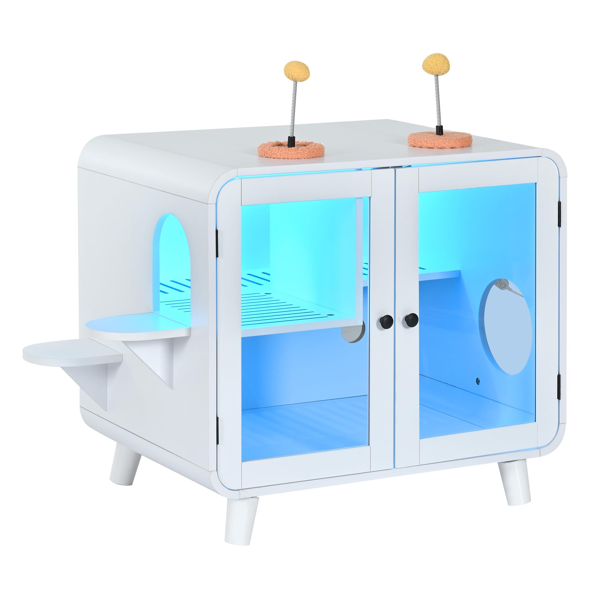 Amazon.com: Merax Cat Hidden Litter Box Enclosure with RGB LED