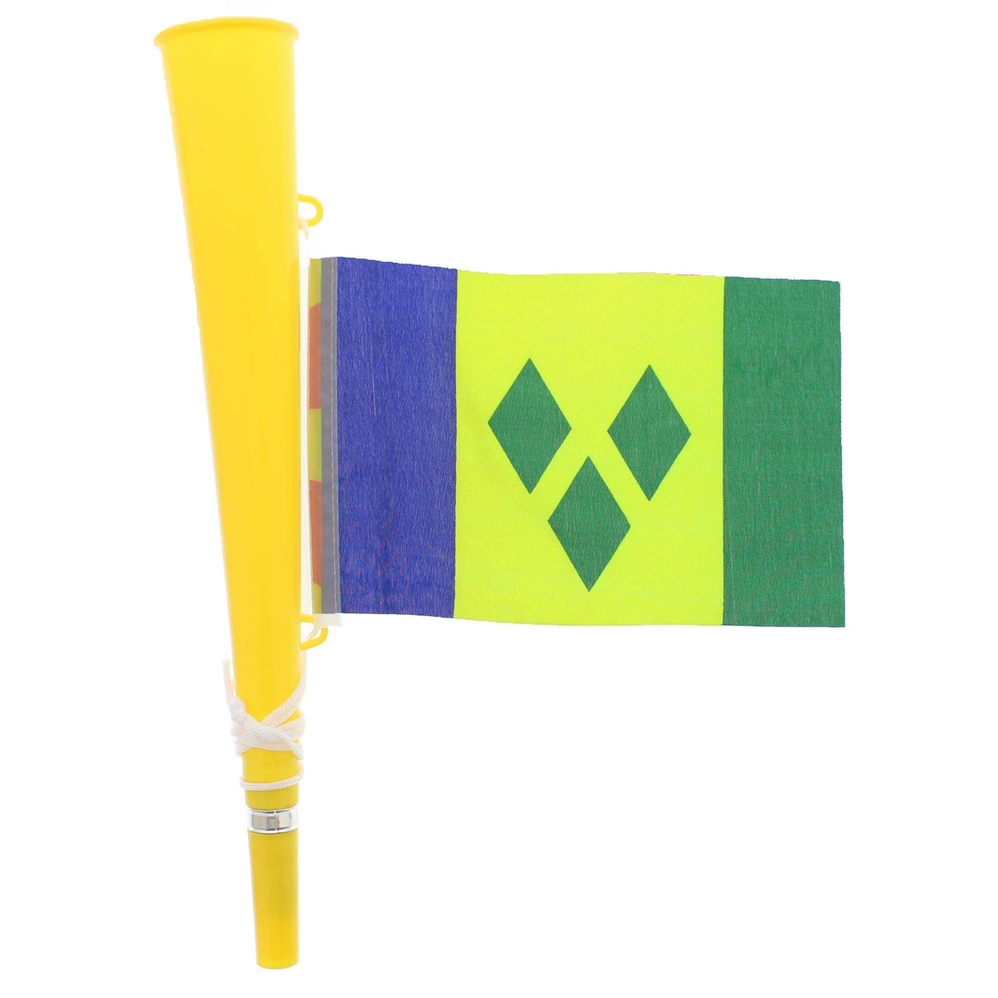 Zac's Alter Ego Unisex Yellow Woofer Horn With St. Vincent & The Grenadines Flag - Bright Loud Carnival Festival Party