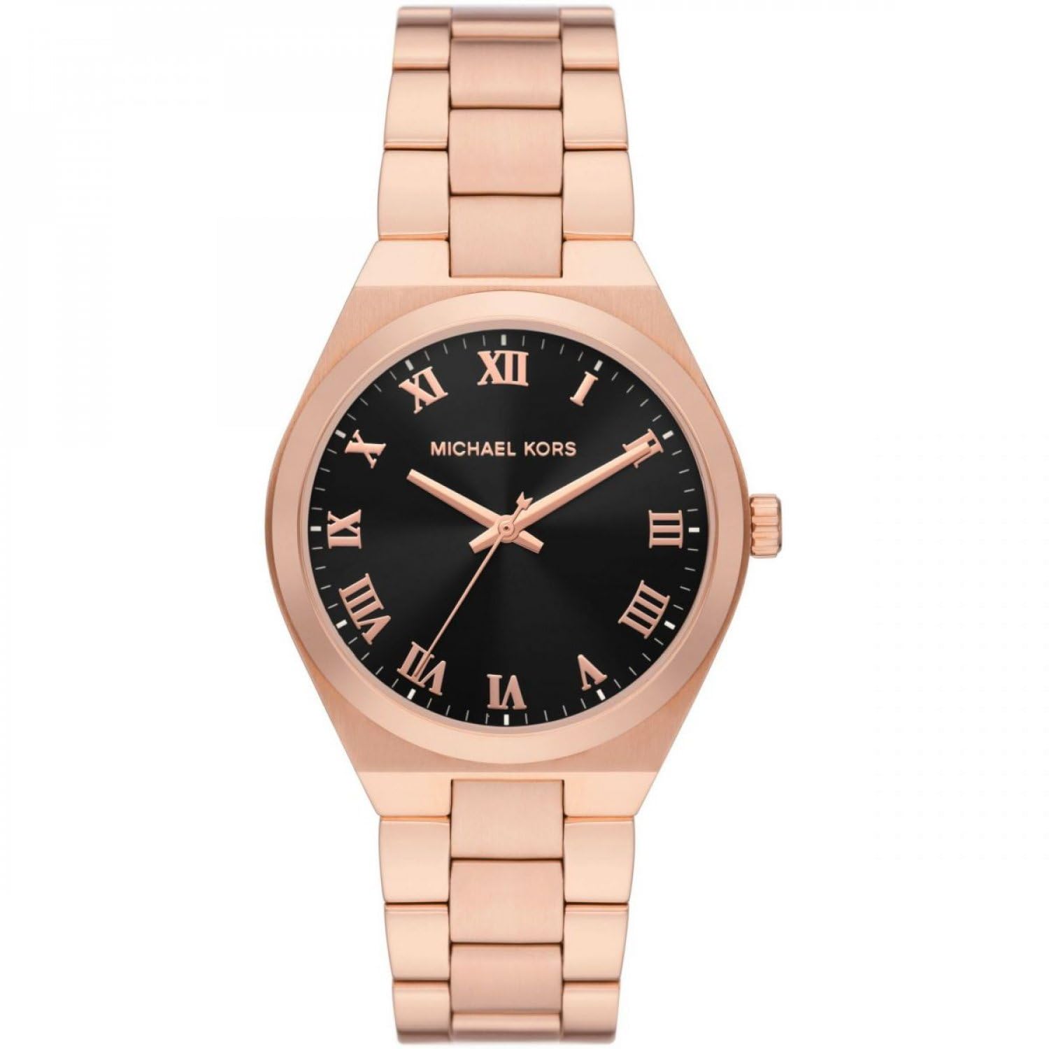 Michael Kors Lennox Watch for Women, Rose Gold Tone Quartz Three Hand Movement with Stainless Steel Strap