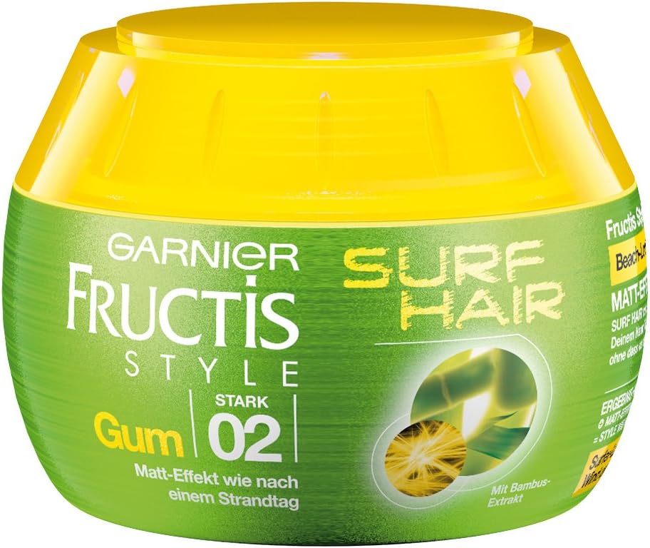 Garnier Fructis Style Surf Hair Gum, Styling Paste for a Trendy Surfer Look, with Matte Effect, Holds for up to 24 Hours, Pack of 3 x 150 ml