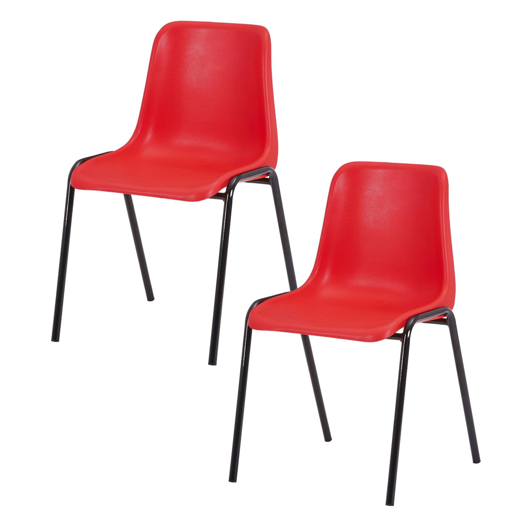 Durabull Red Plastic Stacking Chair - Indoor/Outdoor Seating for Home, Office, Classroom, Restaurant & Commercial Use - Steel Frame & Ergonomic Seat
