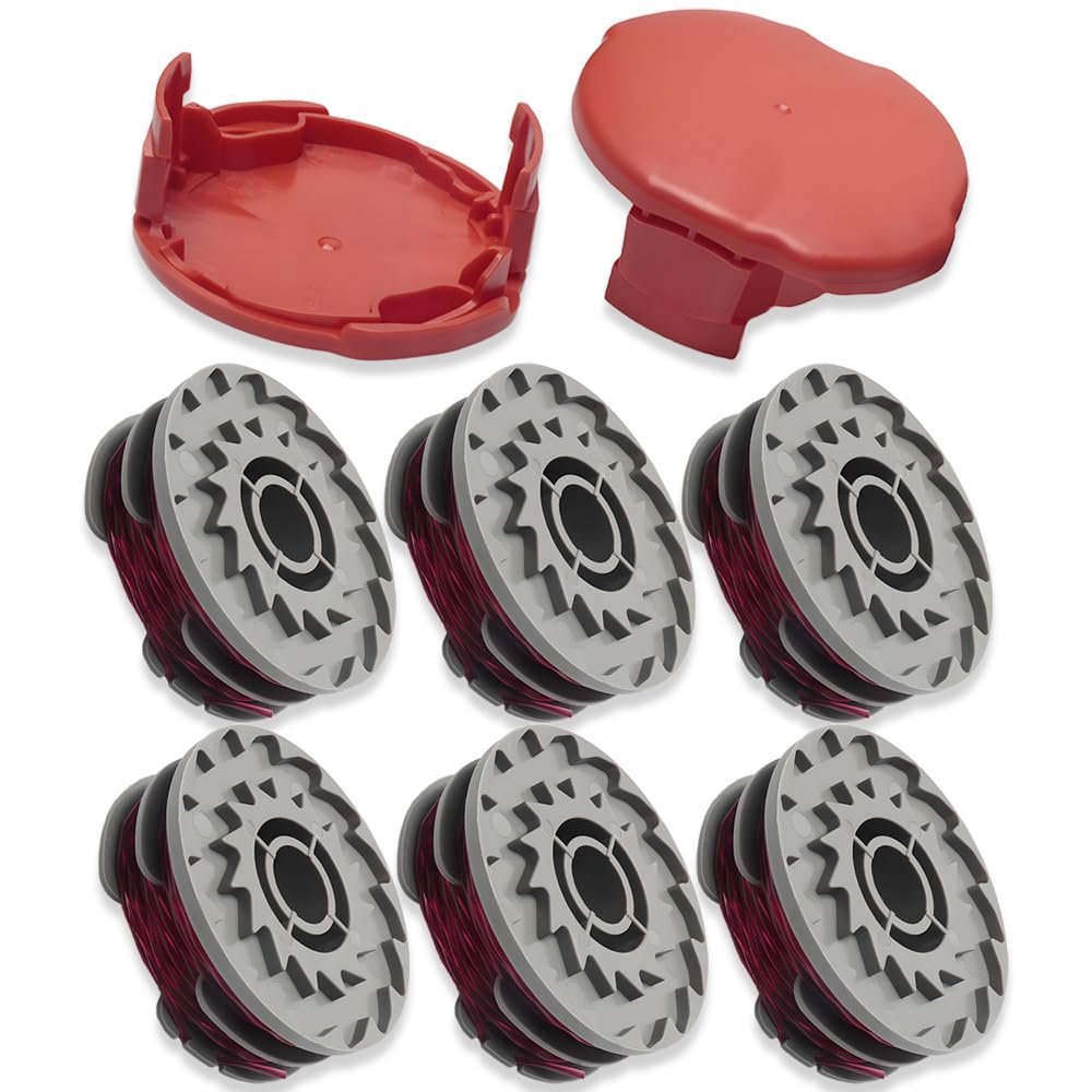 Lolwwglm Strimmer Spool Line Compatible with Flymo Contour 500E Mini/Multi/Power Trim Grass Trimmer, Strimmer Spool for Flymo FLY021/513937190 Spools（6 Spool +2 cover