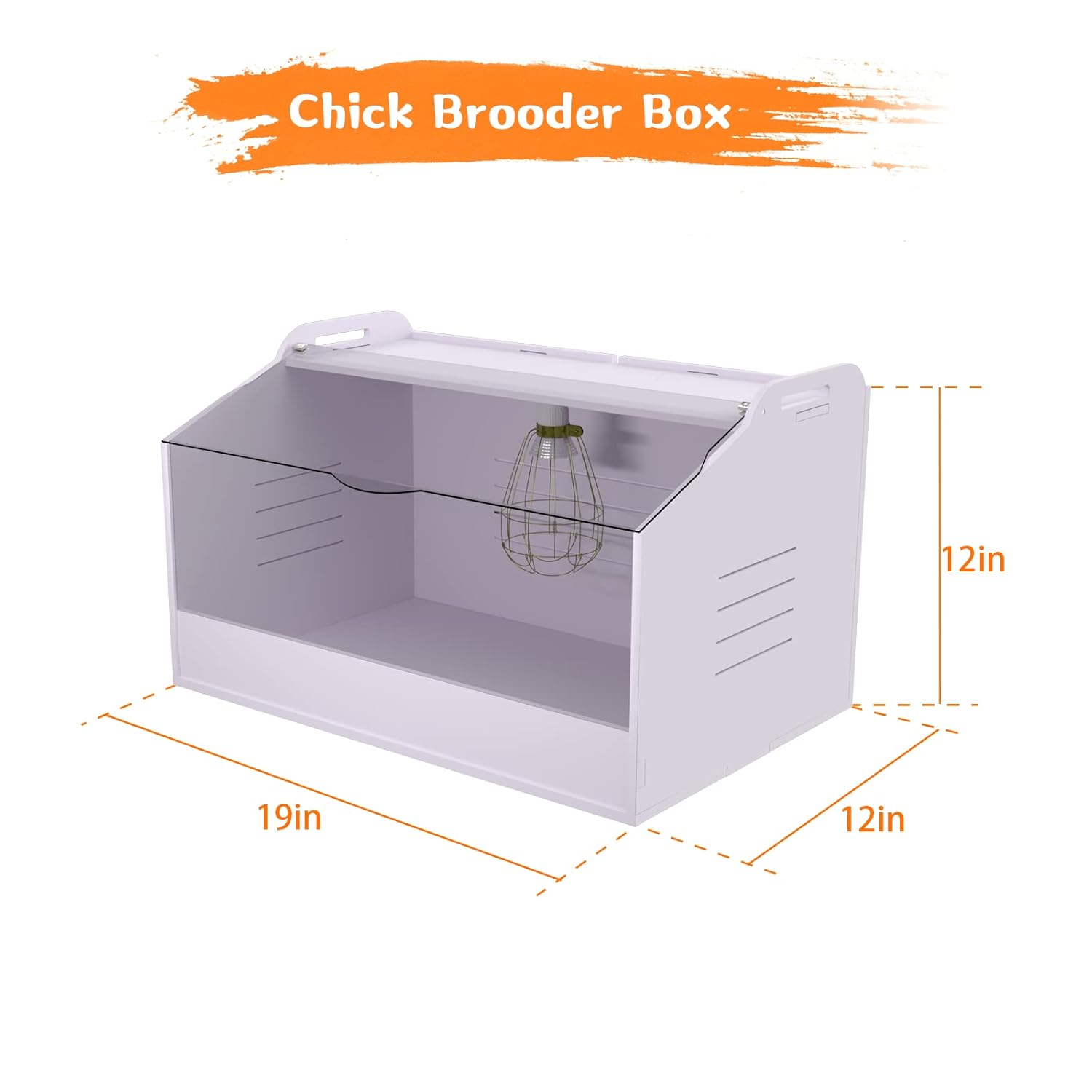 Chick Brooder Box with Heat Lamp - Suitable for Chicks, Ducks, Parrots & Lizards (19 X 12 X 12)