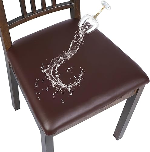 SearchI Fundas de asiento impermeables para sillas de comedor, paquete de 6 fundas elásticas de cuero sintético para sillas de comedor, fundas de SearchI Fundas de asiento impermeables para sillas de comedor, paquete de 6 fundas elásticas de cuero sintético para sillas de comedor, fundas de