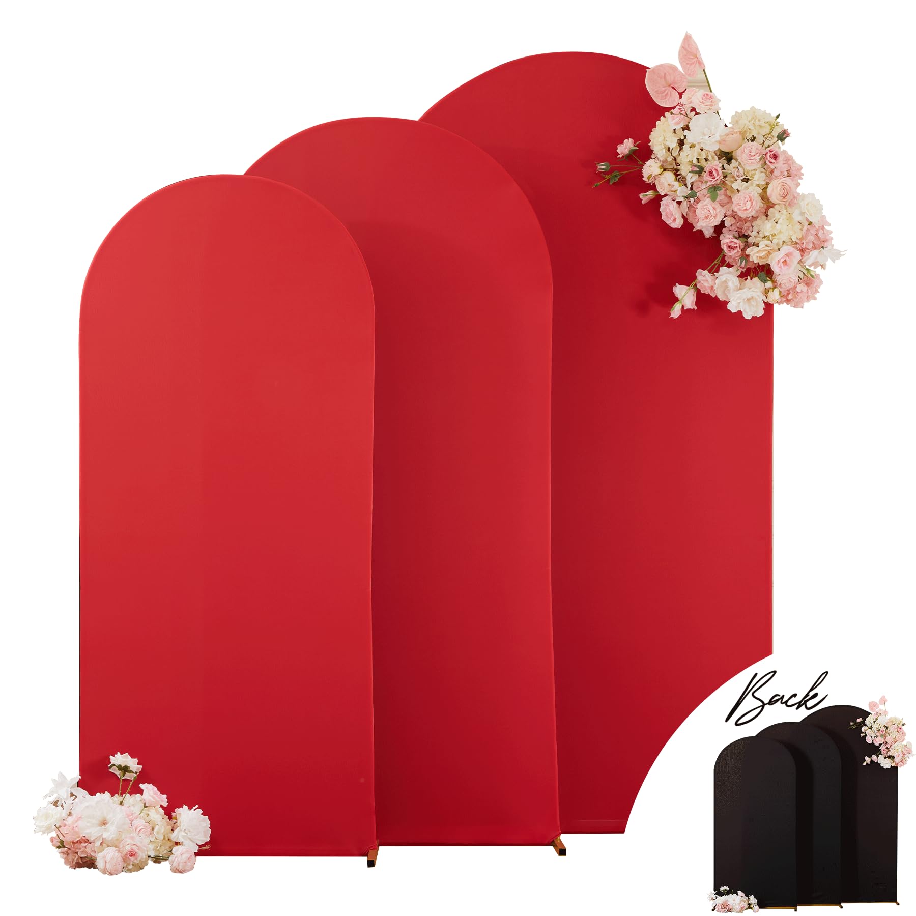 Red Black Arch Backdrop Cover Set of 3 Wedding Arch Covers Stretchy Backdrop Birthday Party Arch Cover 6FT 6.6FT 7.2FT Arch Stand Cover Spandex