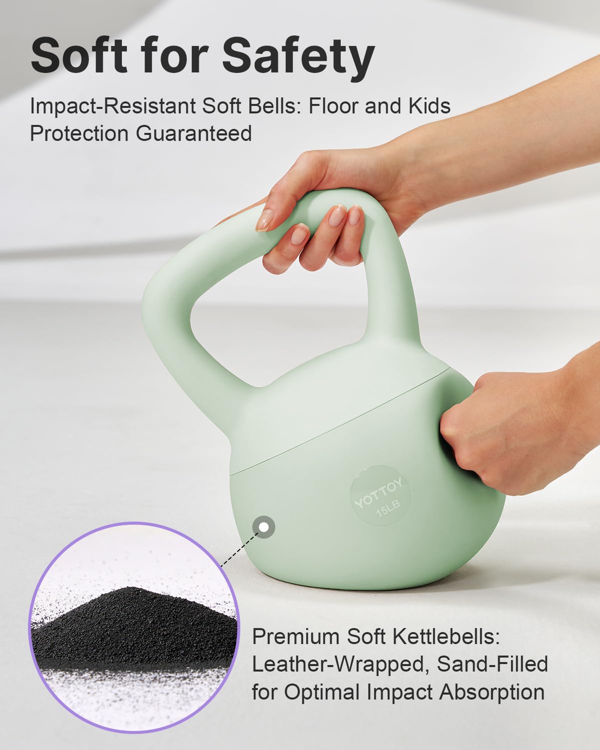YOTTOY Soft Kettlebell,Kettlebell Anti-Slip Grip Weight for Home Workouts, Kettlebells Set Strength and Safety Guaranteed (15LB-Pink)