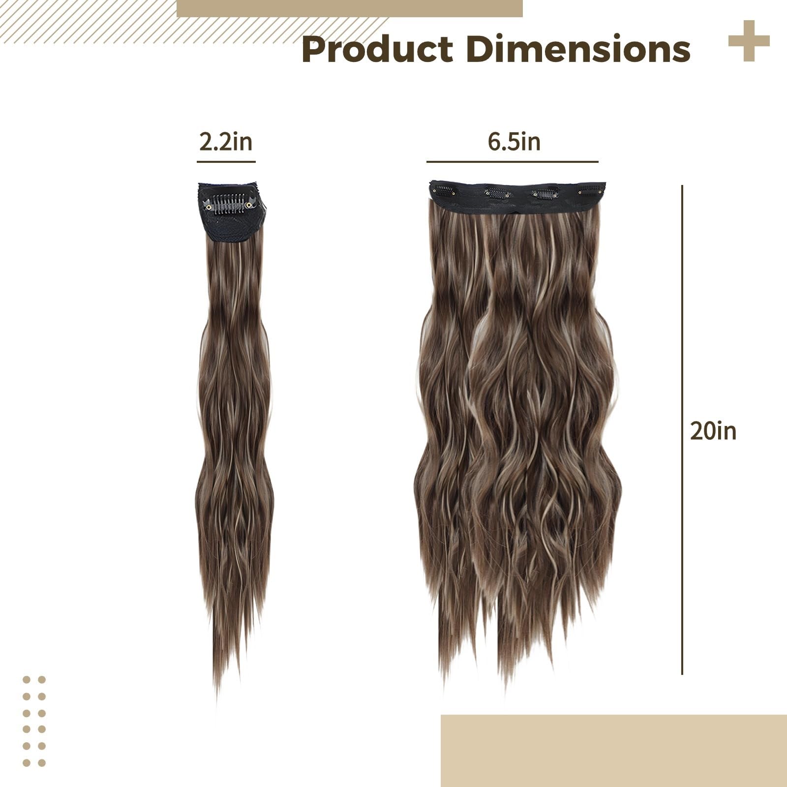 Clip-In Haarverlängerungen, blonde Haarverlängerungen, 20 Zoll hellbraun mit Gold meliert, 6-teiliges Set aus Hitzefaser, leicht zu tragen, lange wellige Optik, für Hochzeiten und Partys