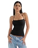 Women Halter Double Lined Tank Top Backless Going Out Camisole Crop Top