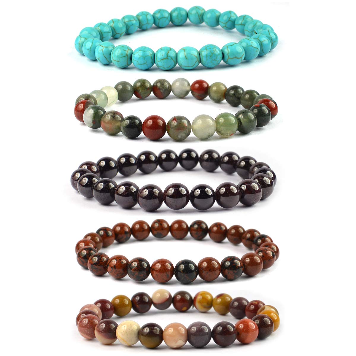 Reiki Crystal Products Mookaite Jasper Turquoise Mahogany Obsidian Garnet Crystal Stone Love Bracelet for Unisex (Multicolor) (B08J4BD2BP) Amazon Price History, Amazon Price Tracker