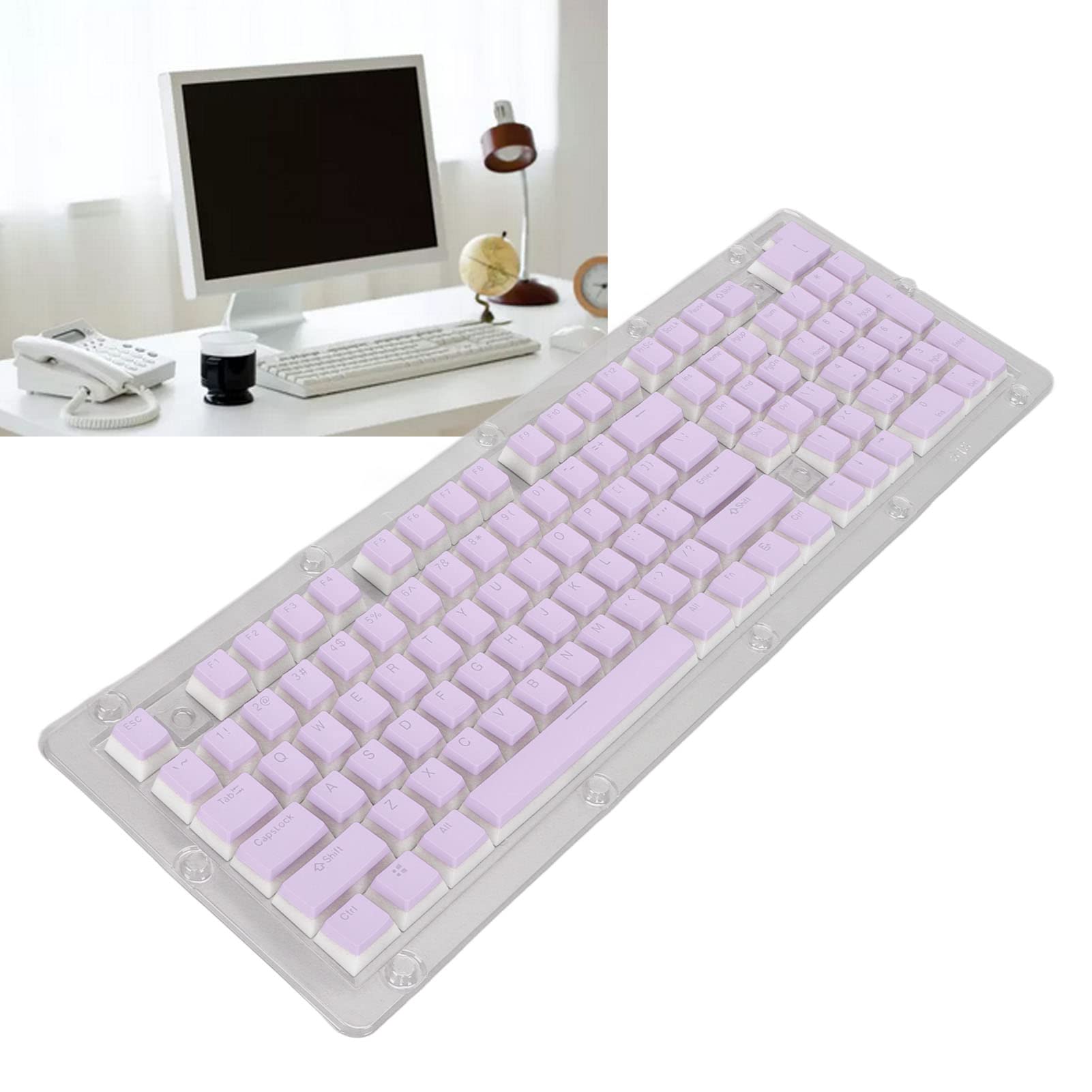Cocoarm PBT Pudding Keycaps 130 Tasti, Altezza OEM Traslucido (PURPLE)
