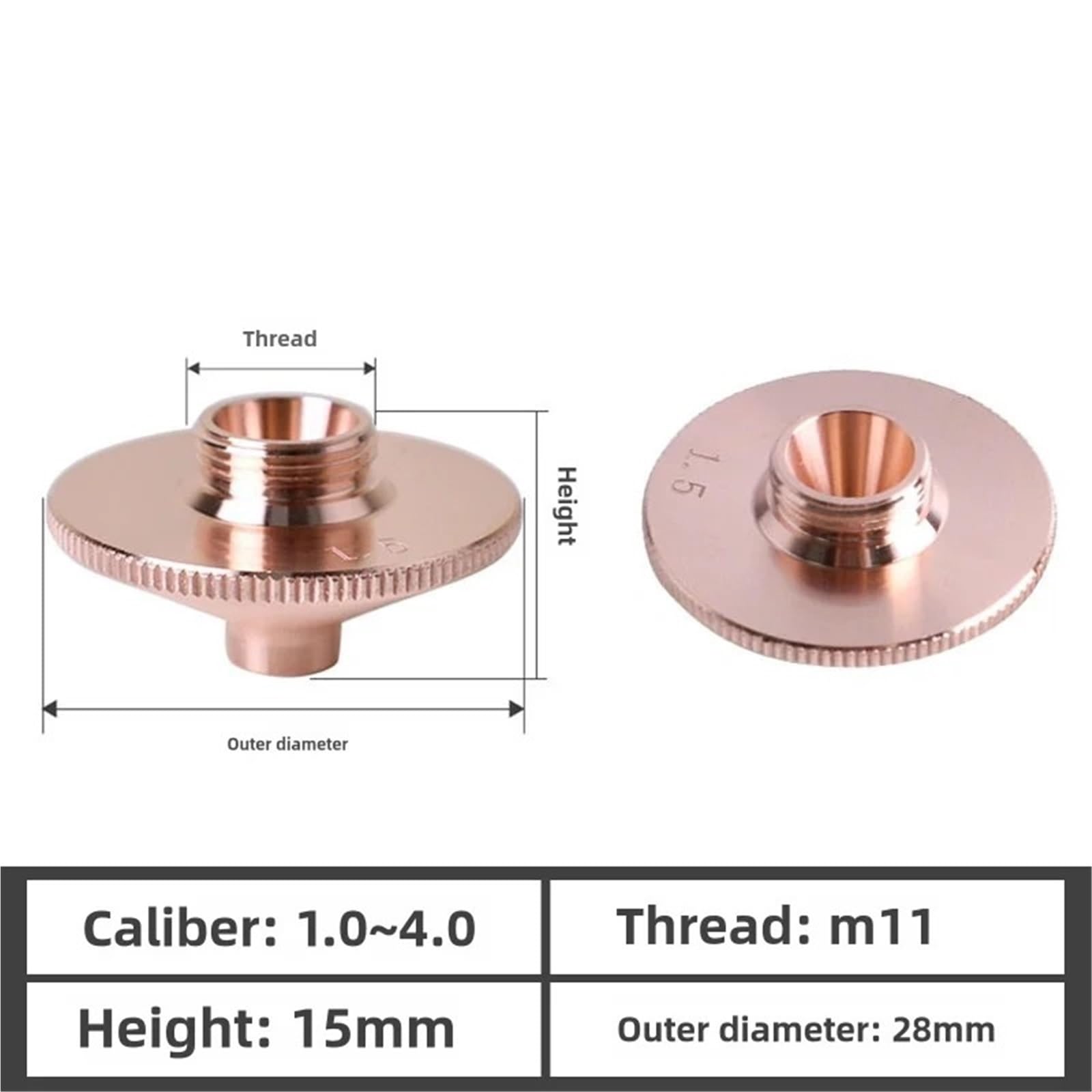 Buse de découpe laser D28 H15 M11 1,0-4,0 mm(2.0mm,Single Layer)