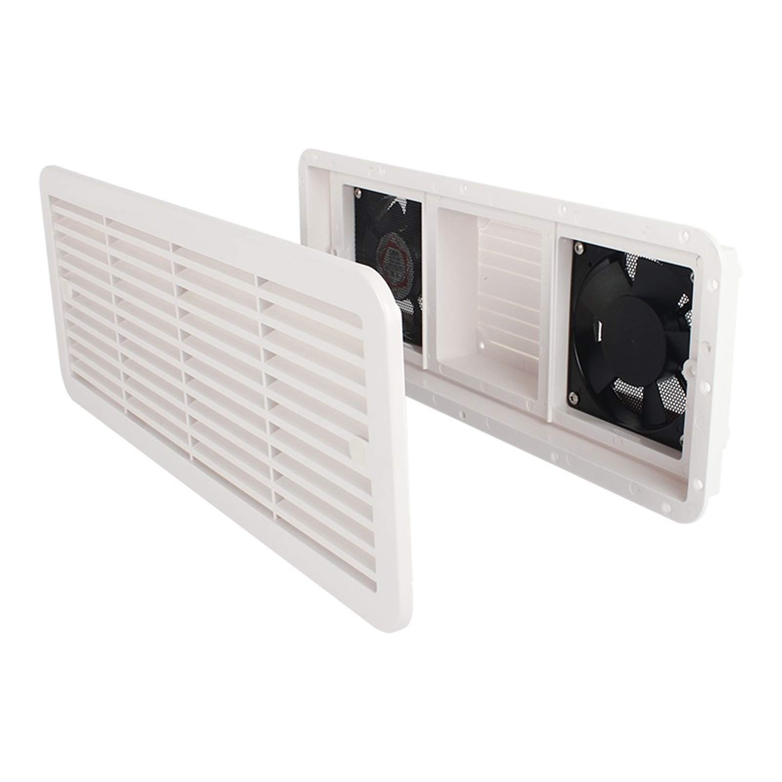 Dhetye 12V Two Way Fan Ventilation Grille Air Vents Grille,Ventilation Opening Grille, Two Way Flow Air In And Out Fan, Rv Side Ventilation(12V Two Way Fan)