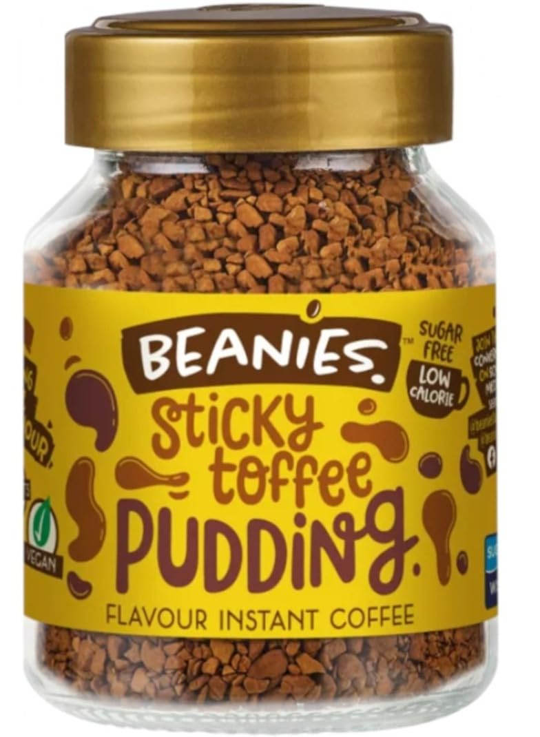 Beanies Sticky Toffee Pudding Flavour Instant Coffee, 50g, Sugar Free, Low Calorie