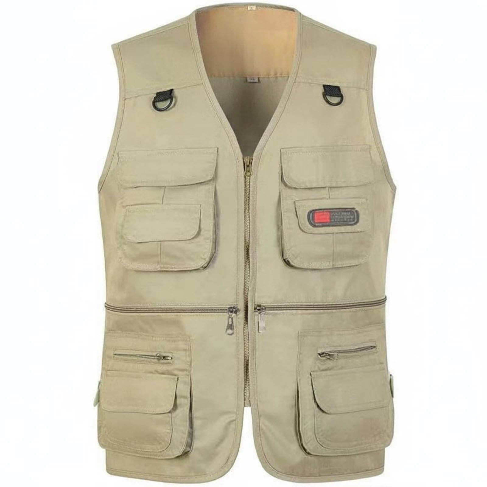 Enakshi Loose Fit Multi-Pocket Fishing Vest Plus Photographer's Travel Vest Lightweight Outdoor Work Gilet Zipper Closure for Fishermen, Photographers, Hiking, Khaki, 3XL-image-11