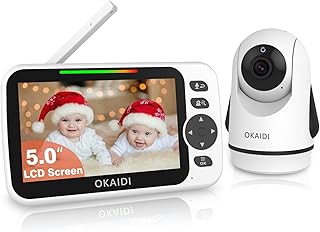 Video Baby Monitor with Camera and Audio, 5" Display Baby Monitor No WiFi, 30H Battery and 8 Language Baby Monitor, Remote Pan-Tilt-Zoom 1000ft Range Baby Camera, Night Vision, 2-Way Talk, VOX