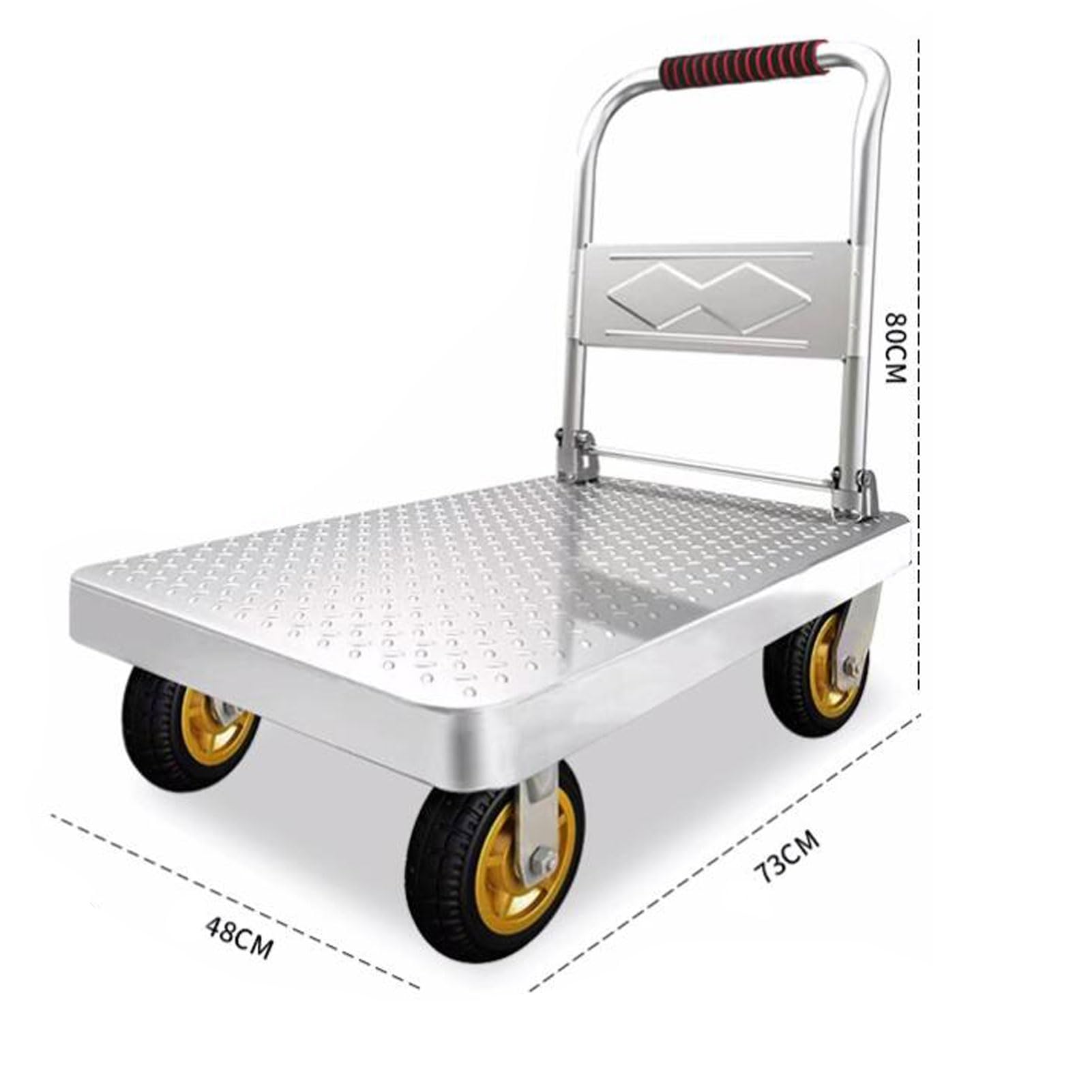 Plegable Carretillas De Plataforma, Acero Carro para Facilitar El Transporte Carretillas De Mano con Plataforma Industrial Pesada, Camión De Mudanza para Almacén De Garaje(Size:73x48cm)
