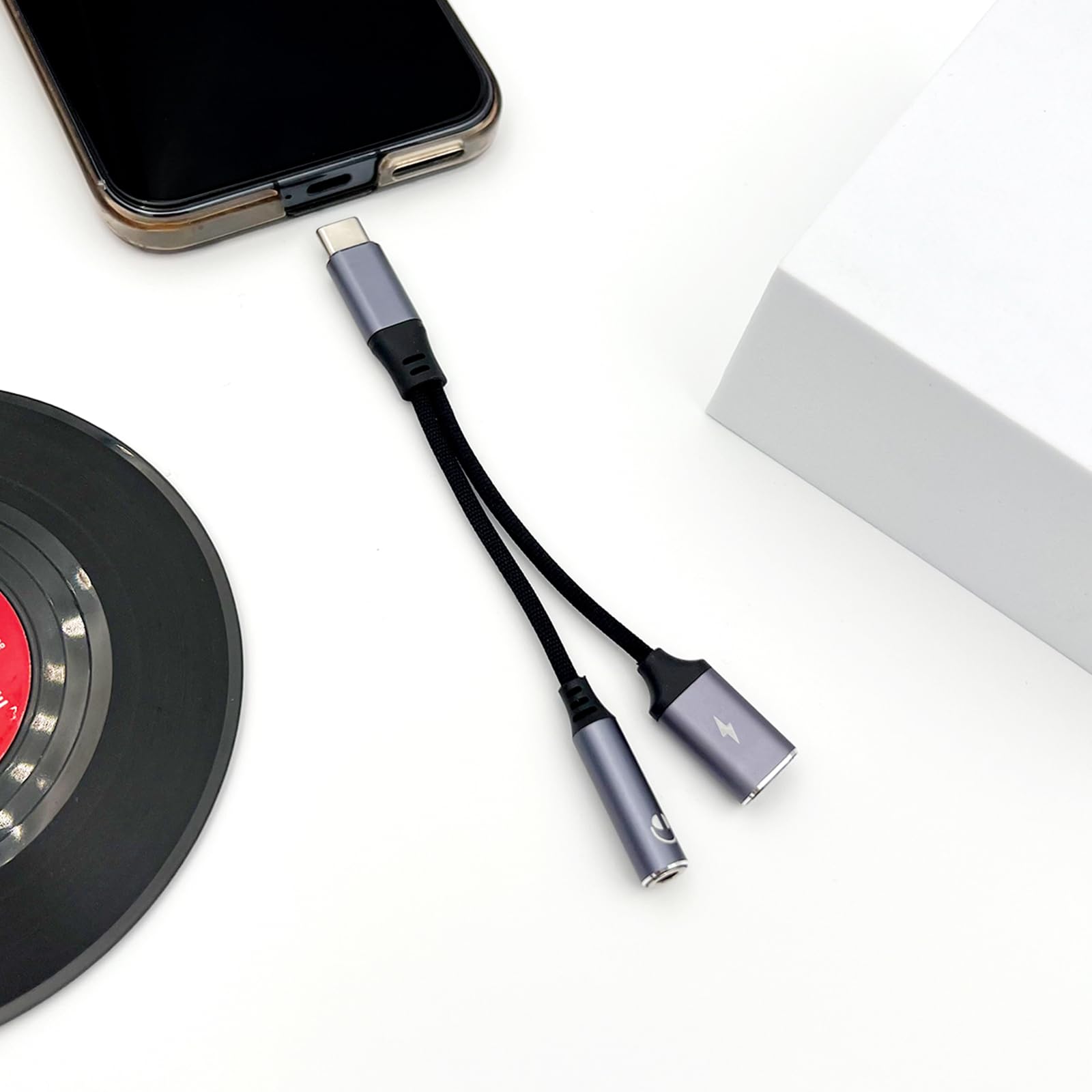 Adattatore di ricarica 2 in 1 da USB-C a audio e PD da 3,5 mm – Cavo dongle per ricarica rapida e jack per cuffie per dispositivi USB di tipo C (2 porte)