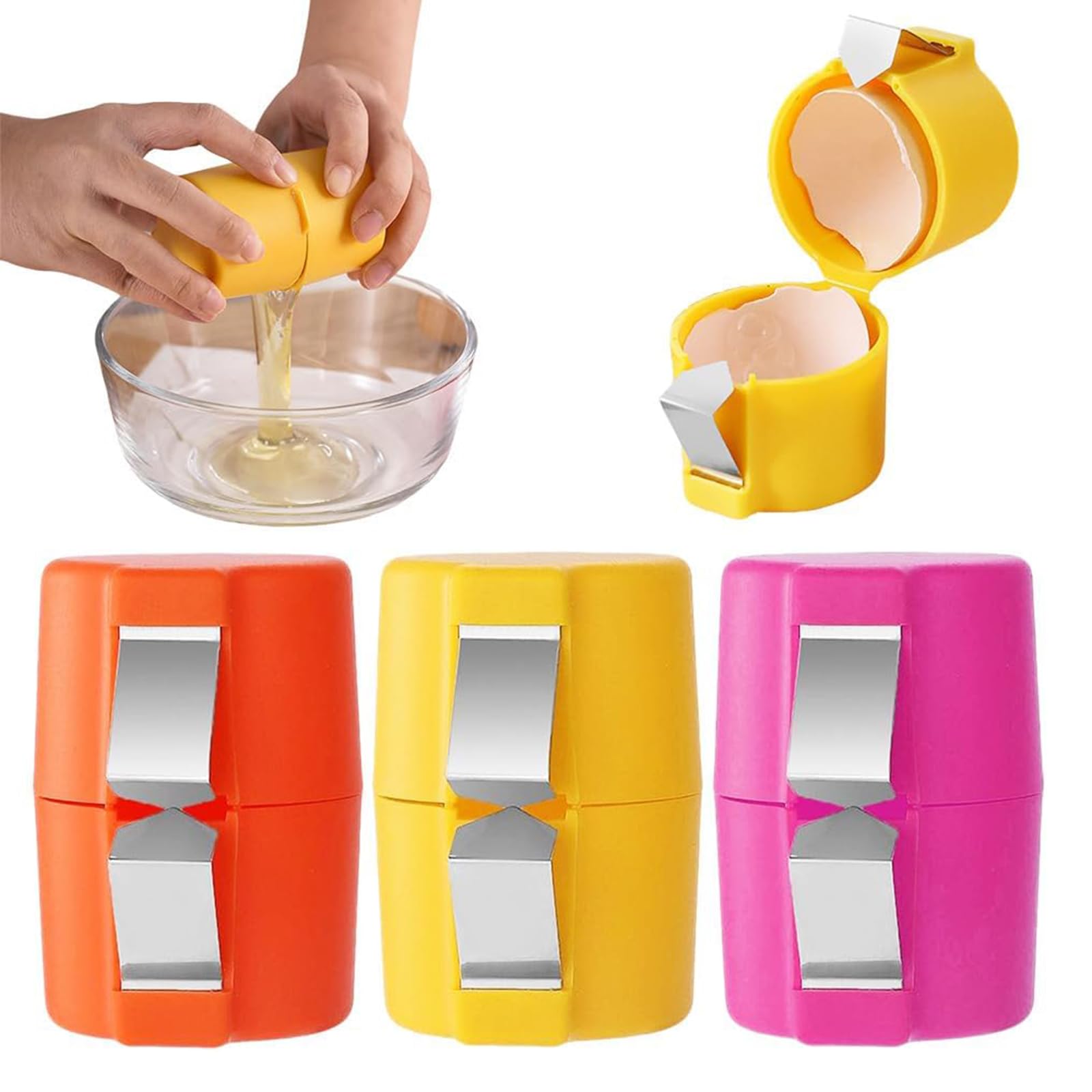 Uraoiac 3PCS Egg Shell Opener Egg Separator for Raw Eggs,Stainless Steel Egg Cutter Egg Cracker Tool for Raw Eggs,Quickly Cutting Off Cooked Eggs for Home Kitchen Use