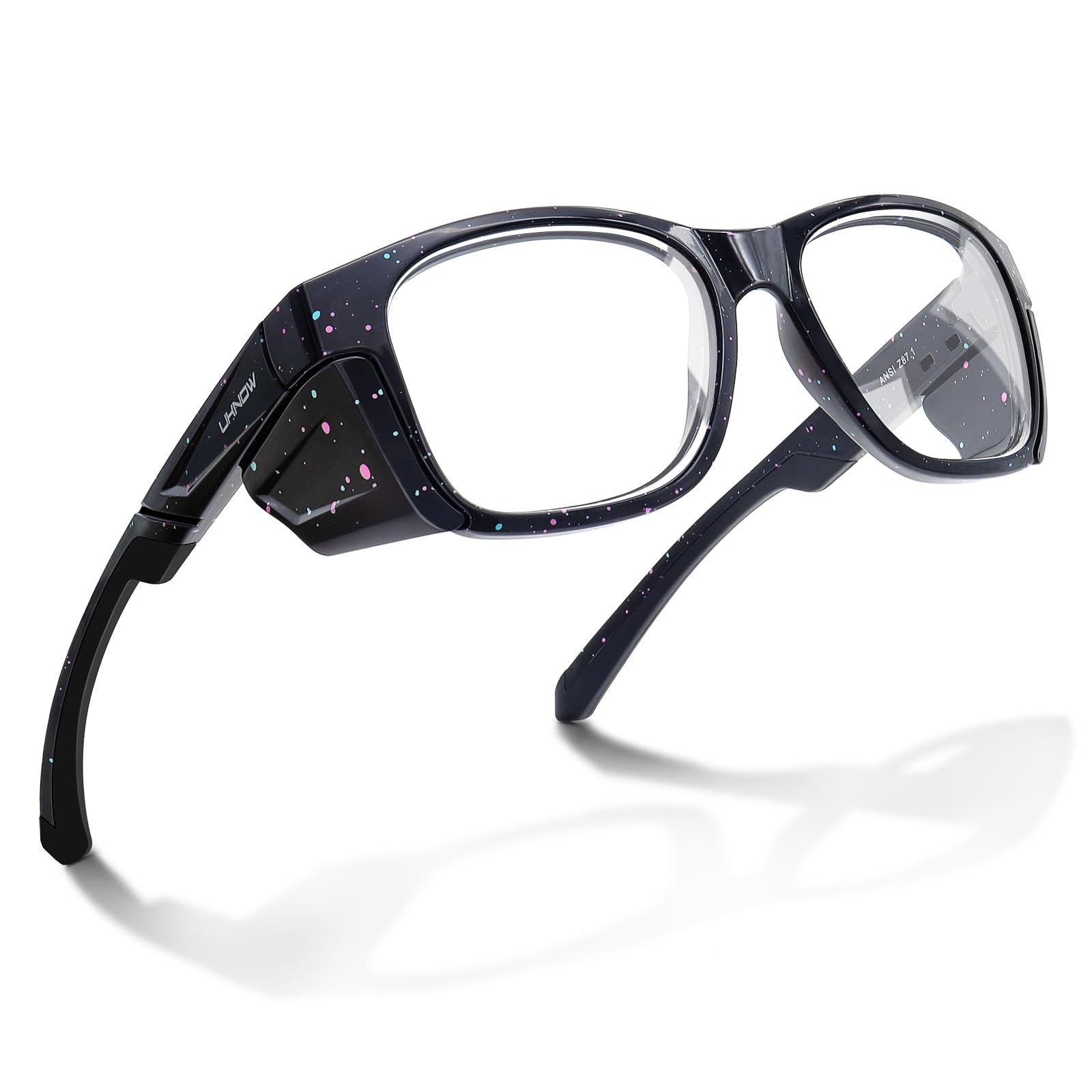 Photo 1 of UKNOW Safety Glasses - Anti Fog Lenses - Eye Protection with Detachable Side Shields - ANSI Z87.1 Certified - UV 400 Protection - Black