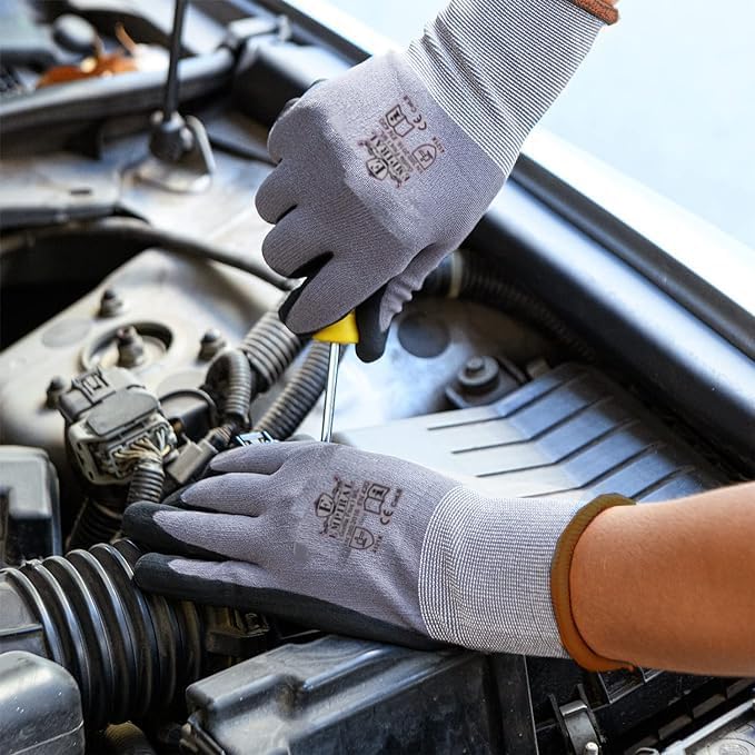 Miniatura 5 de Guante de trabajo de seguridad, revestimiento de palma de nitrilo macroespuma, agarre sólido en condiciones de aceite, repelente de líquidos y