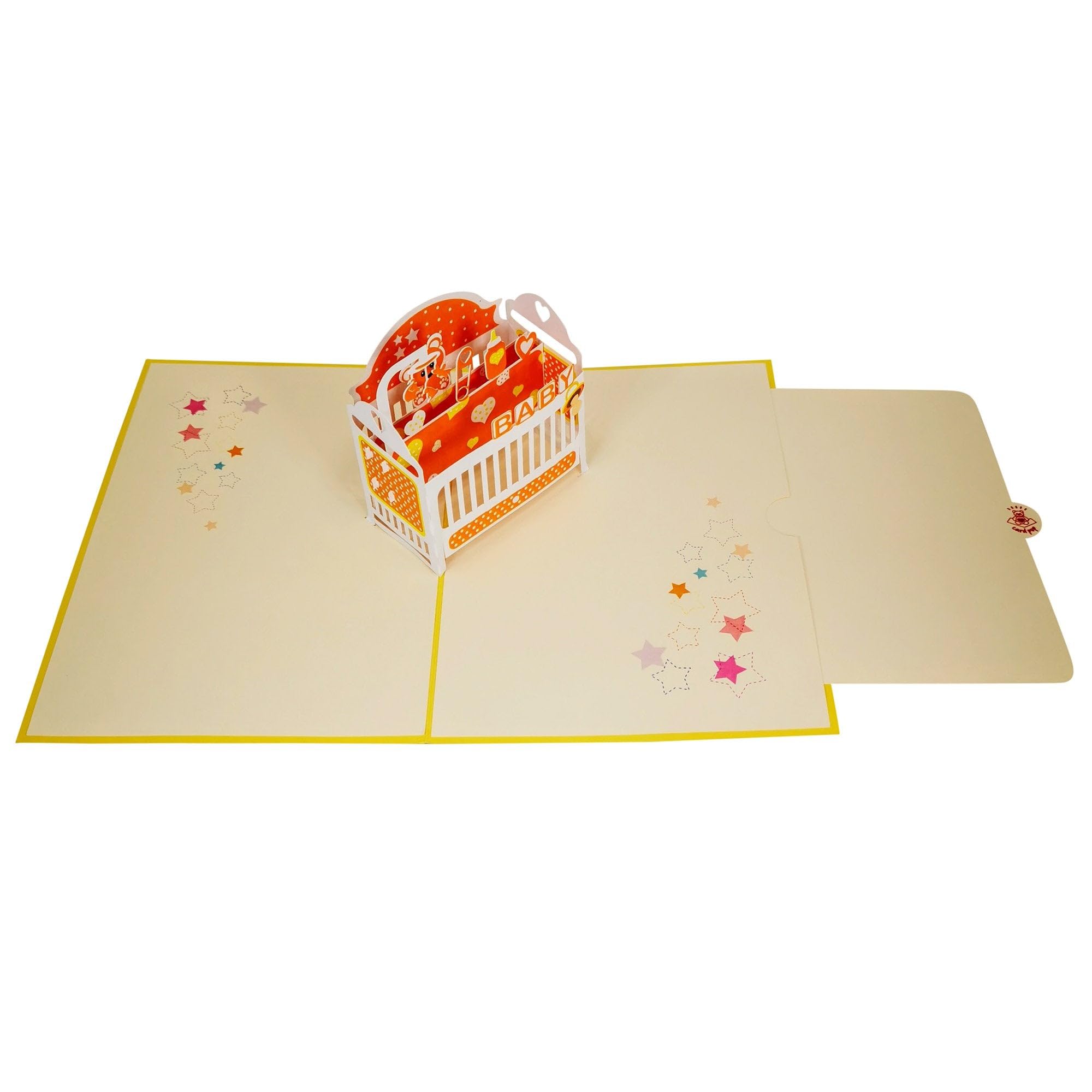 CardPop New Baby Yellow Cot Pop-Up Card - 3D Pop Up Greeting Card - Image 4