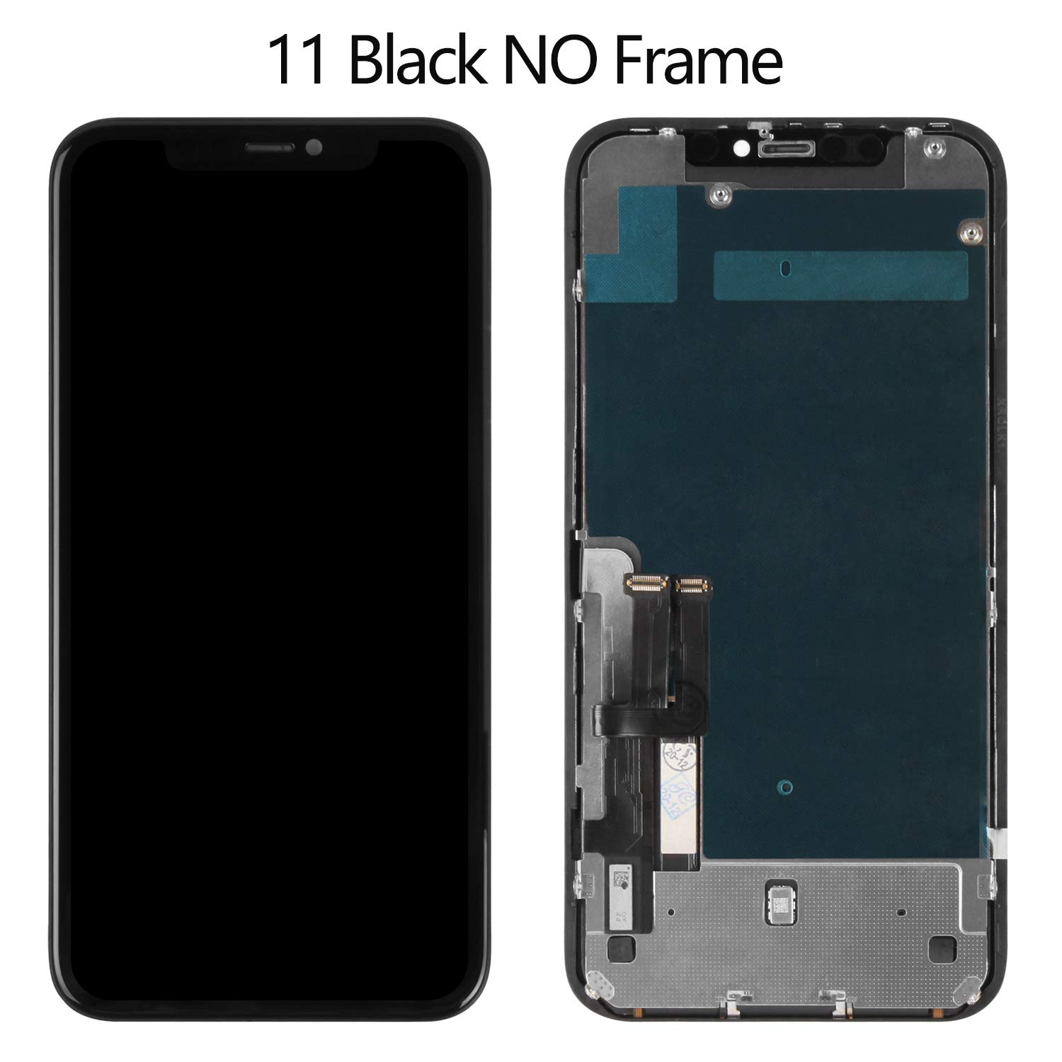Zamiennik ekranu LCD kompatybilny z iPhone 11 6,1 cala (model A2111, A2223, A2221), wyświetlacz LCD 3D, ekran dotykowy, zestaw naprawczy z narzędziami + szkło hartowane (AMOLED czarny)