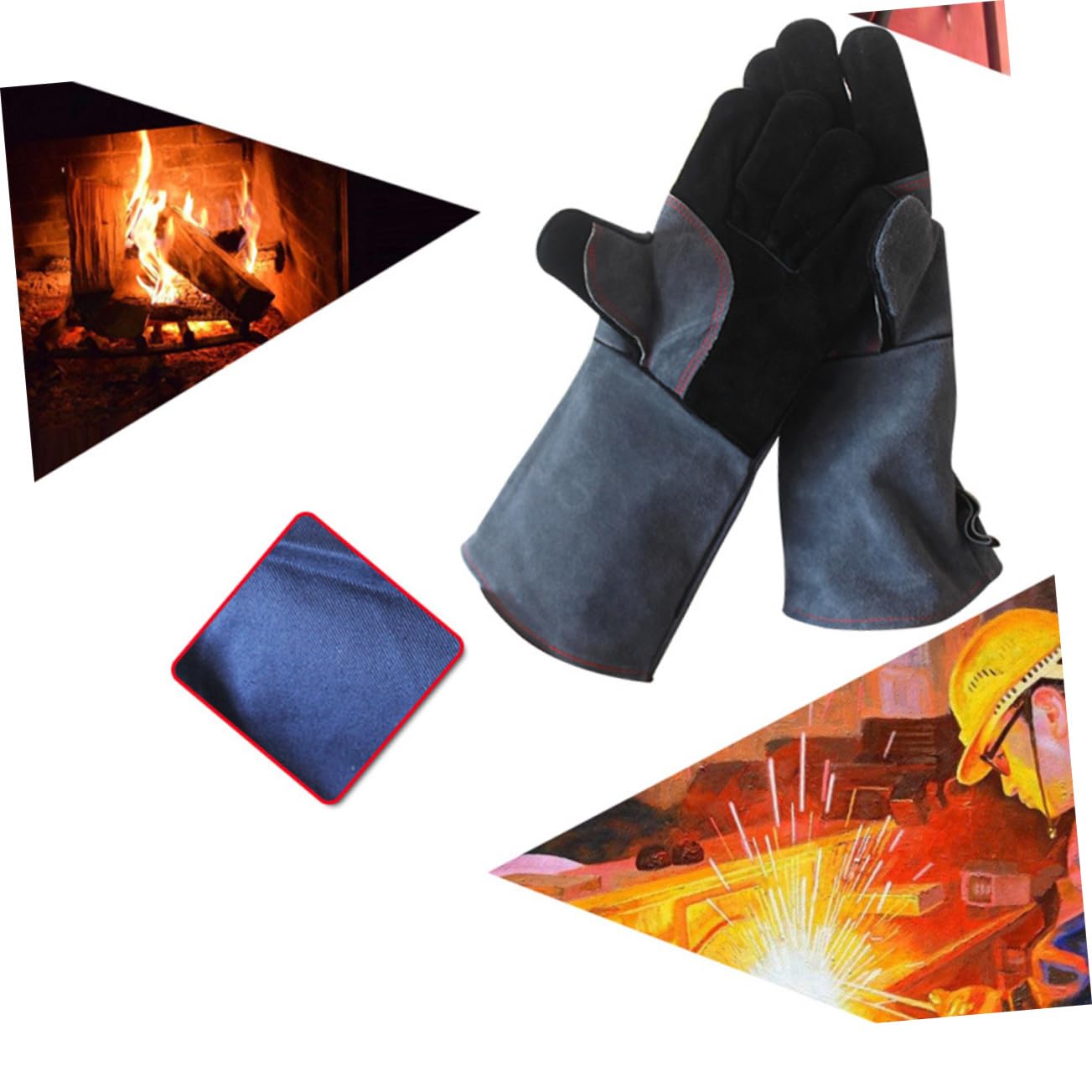 Zerodeko Guanti Da Forno e Resistenti Al Calore Di Mucca Antiscivolo e Confortevoli Per Cottura Barbecue Saldatura e Cottura Al Forno