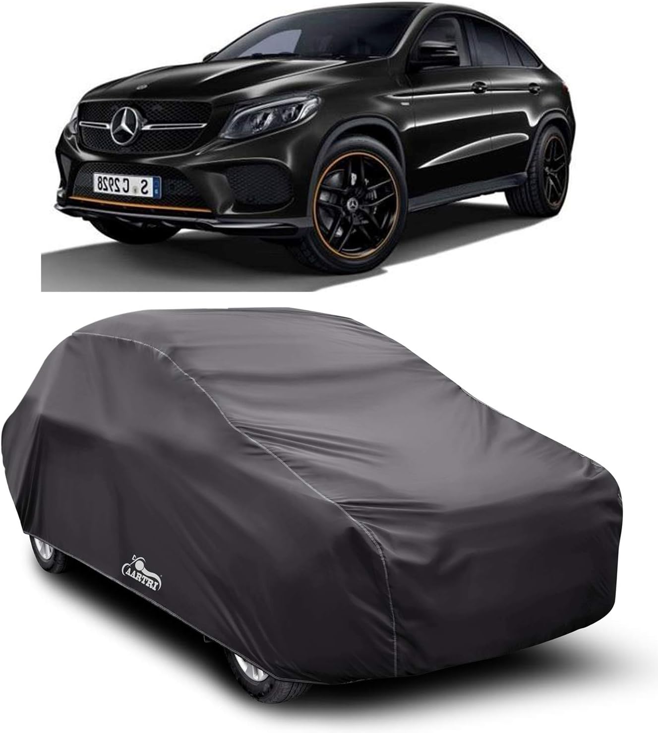 PASH Water Resistant - dust Proof - car Body Cover for Compatible with Mercedes-Benz GLE 43 AMG Coupe car Cover - Water Resistant UV Proof - car Body Cover (Grey Without Mirror)