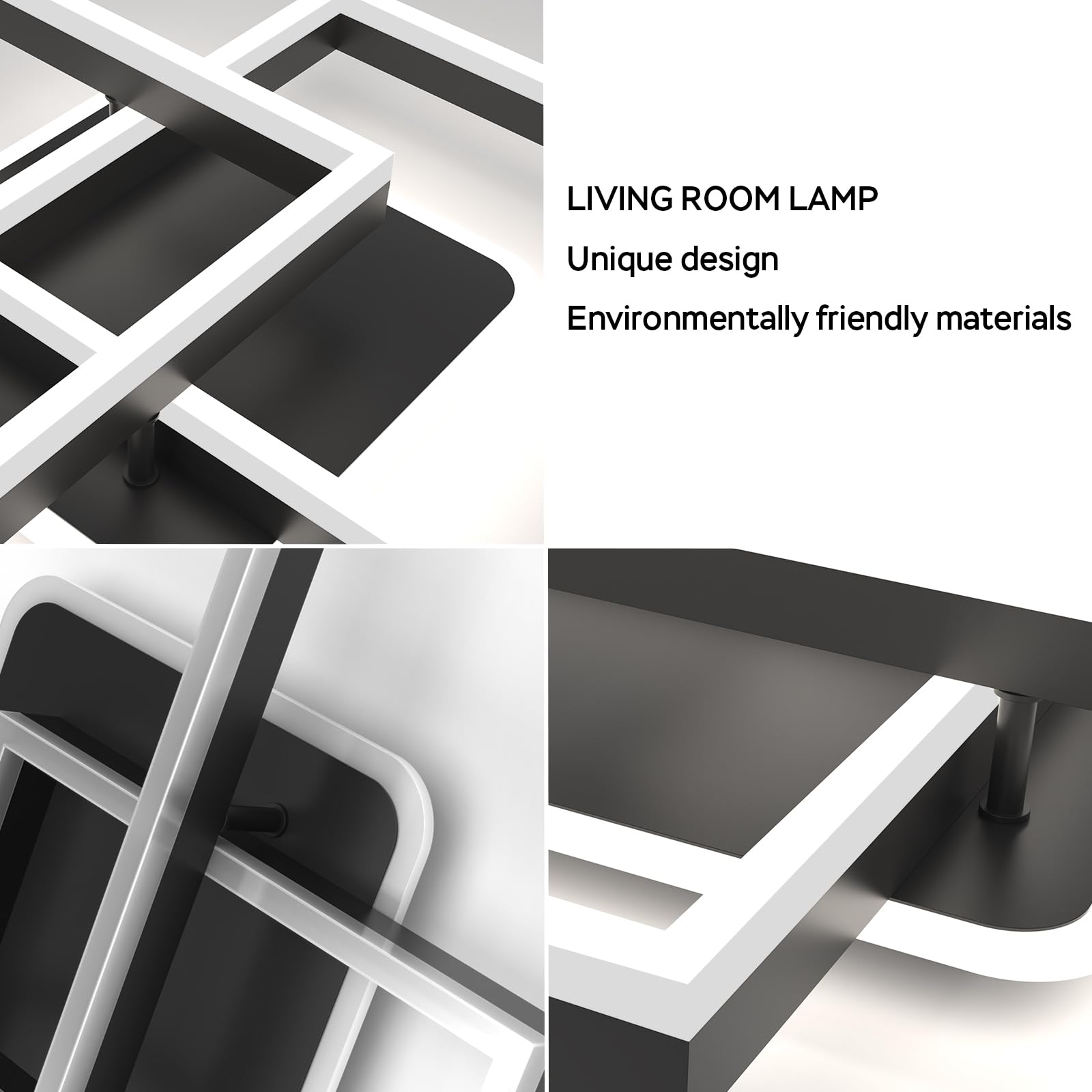 ANTENLICHT plafoniera led soffitto moderna plafoniera salotto Dimmerabile, 40W 3600LM Lampada da Soffitto, Funzione di Memoria, per Soggiorno, Camera da Letto, Sala da Pranzo, Nero 65x42x12cm