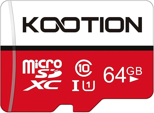 [1-Yrs Free Data Recovery] KOOTION 64GB Micro SD Card, UHD Video for GoPro, Action Camera, Drone, Smartphone, R/W up to 80/20MB/s MicroSDXC Memory Card UHS-I U1 Class 10