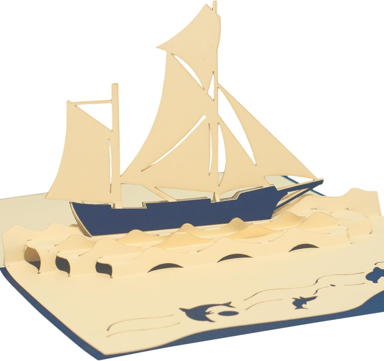 LIN17777, Tarjeta POP UP Barco, Tarjeta De Felicitación De