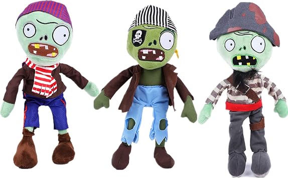 3 PCS PVZ Plant and Zombies Plush Sets Toys Stuffed Soft PVZ Figure Doll Swashbuckler, Pirate, New Pirate Zombie Great Gift for Christmas, Birthday New