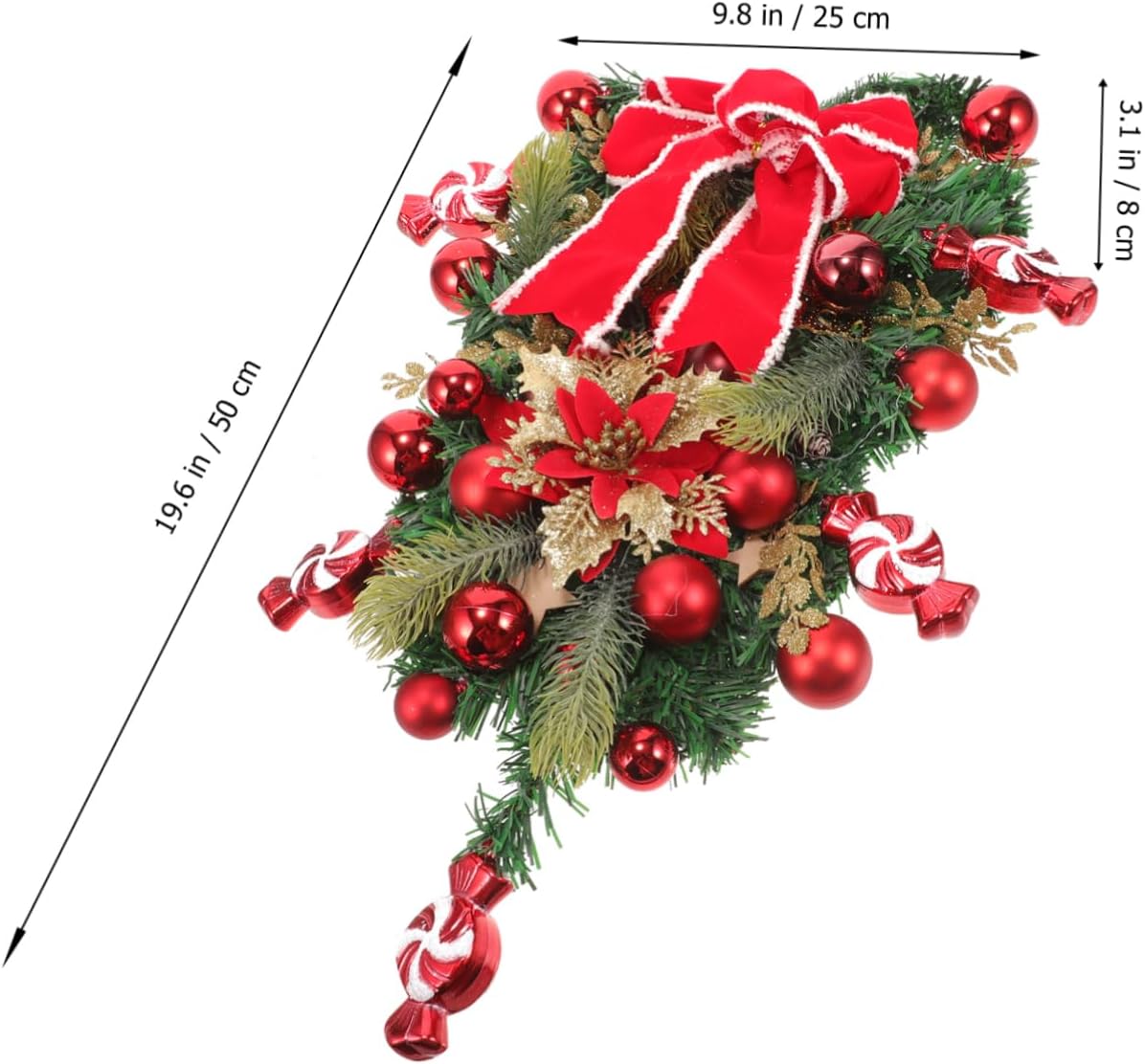 Christmas Ies Wreath Bows Decor Festive Garland for Windows Wall Banister Home Decor Present