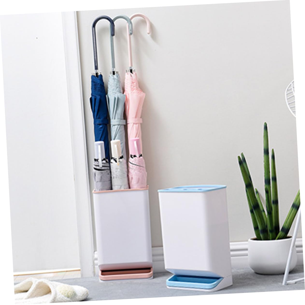 Cabilock Detachable Umbrella Storage Rack with Leakproof Base Six Hole Design for Long and Handle Umbrellas Space Saving Nordic Blue for Indoor and Outdoor Use